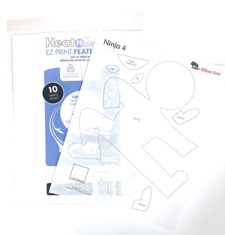 Preprinted HeatnBond Featherlite - Ninja Templates